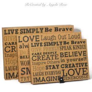 Set of Inspirational Motivational Words Decorative Storage Boxes Brown Black
